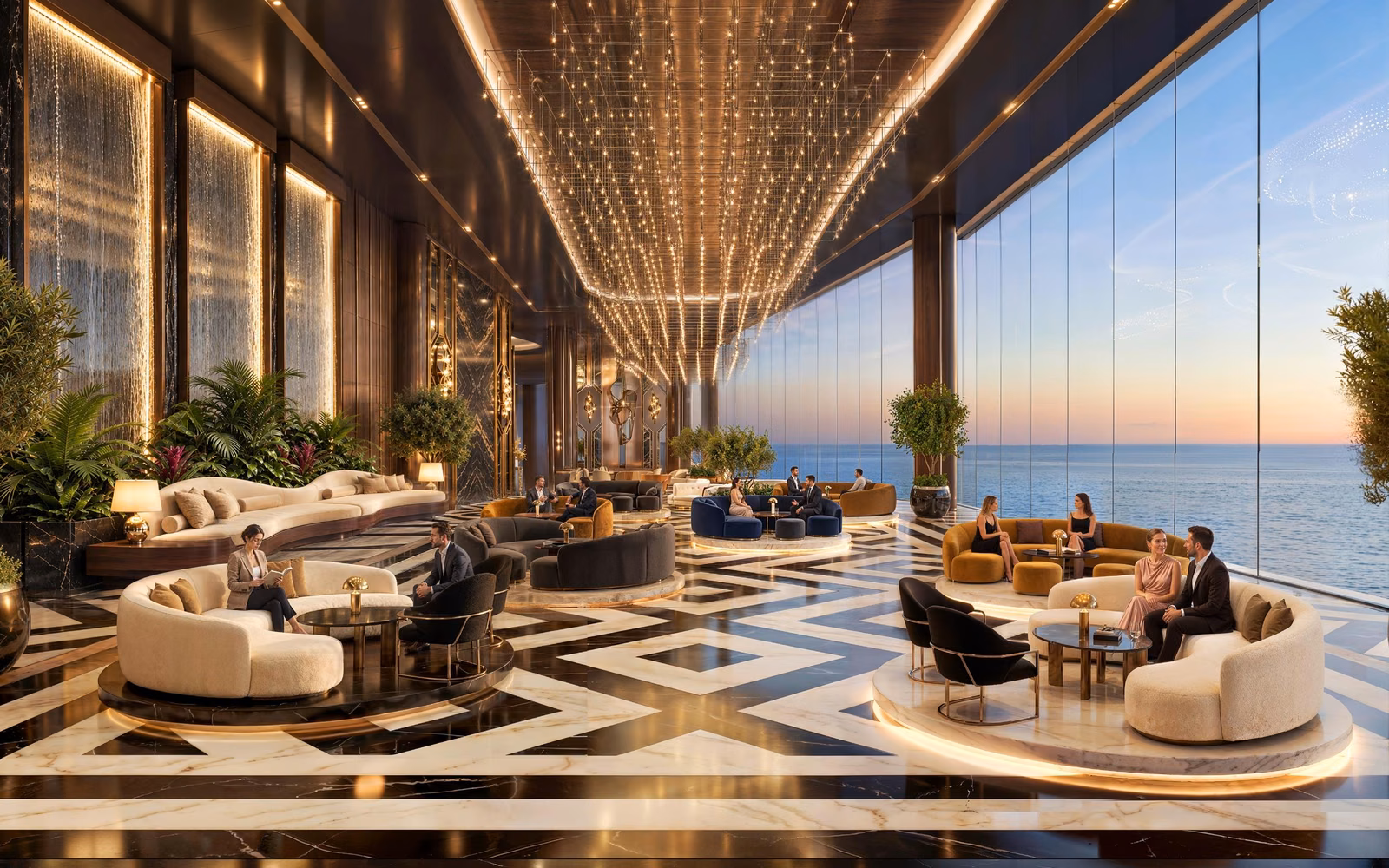 King's Club House lounge with sea views at Shahrukhz Residences by Danube