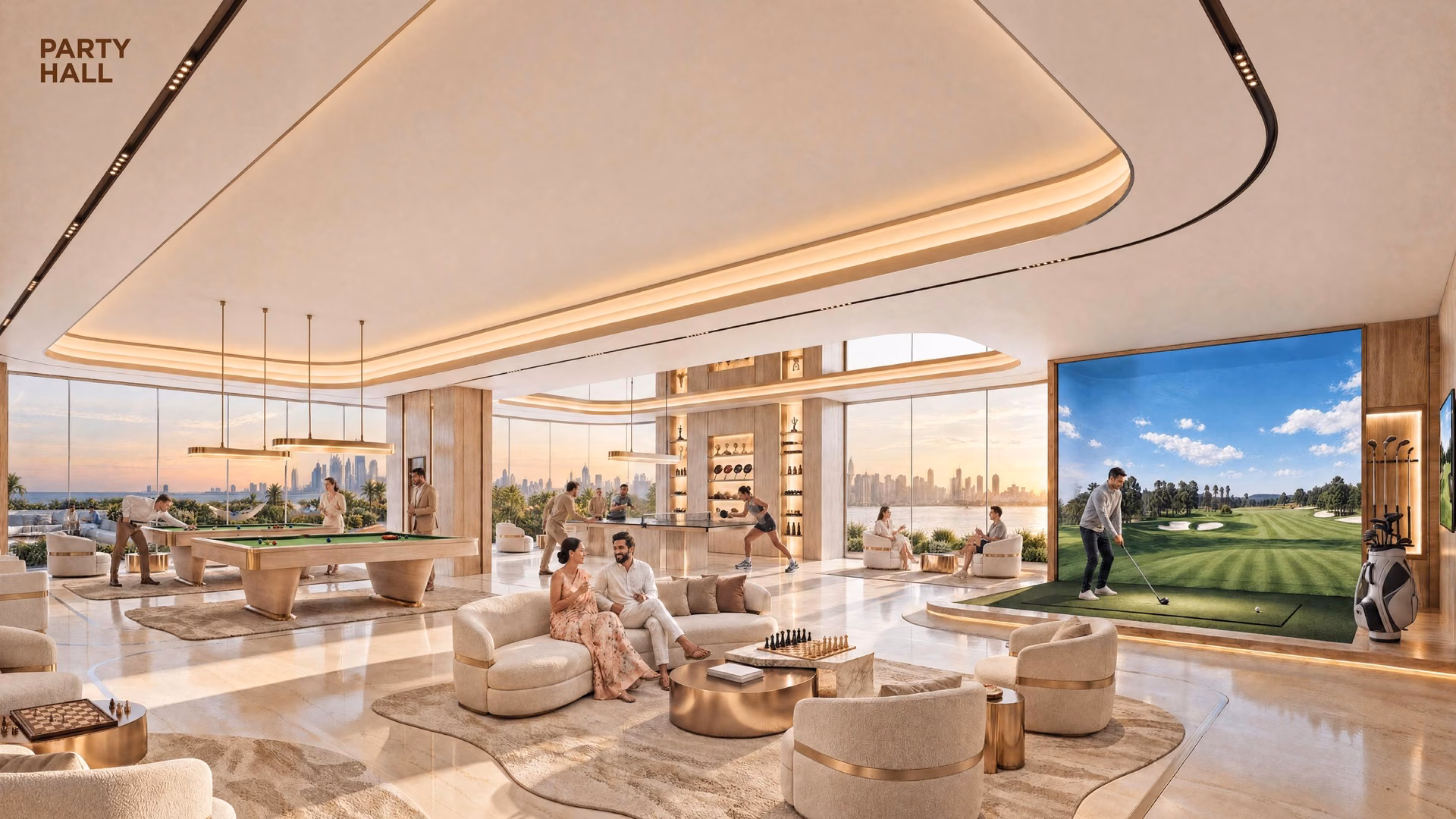 Party hall at Shahrukhz Residences by Danube, Dubai Maritime City