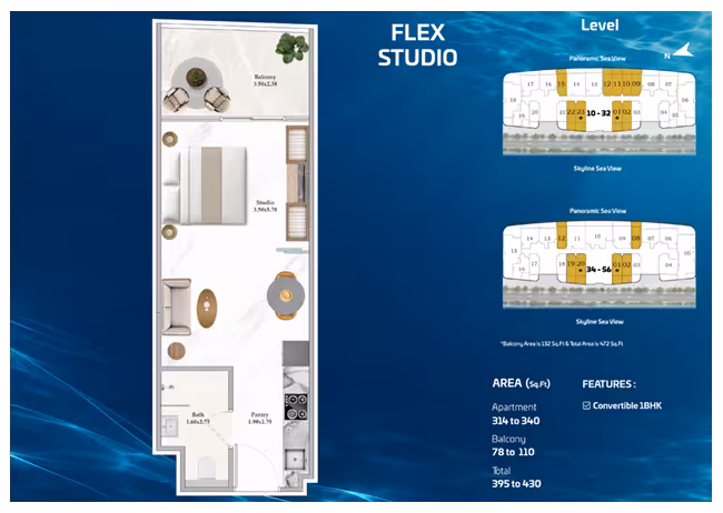 Shahrukhz Residences by Danube studio floor plan, Dubai Maritime City
